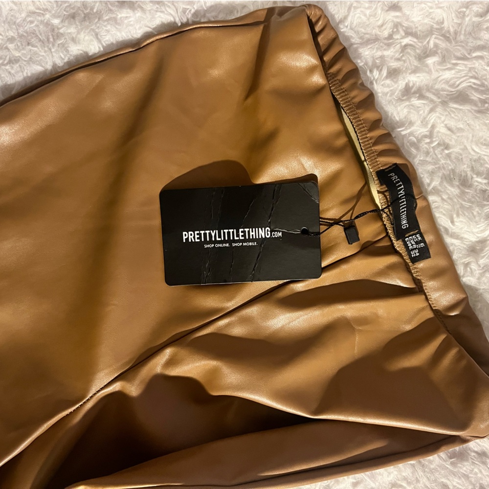Coffee brown PLL leather split hem pants NEVER WORN